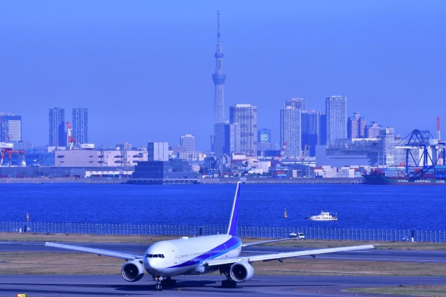 東京スカイツリーと飛行機